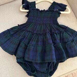 Hill House baby blackwatch plaid nap dress
